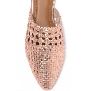Jeffrey Campbell Woven Leather Flat Mule Rose Gold